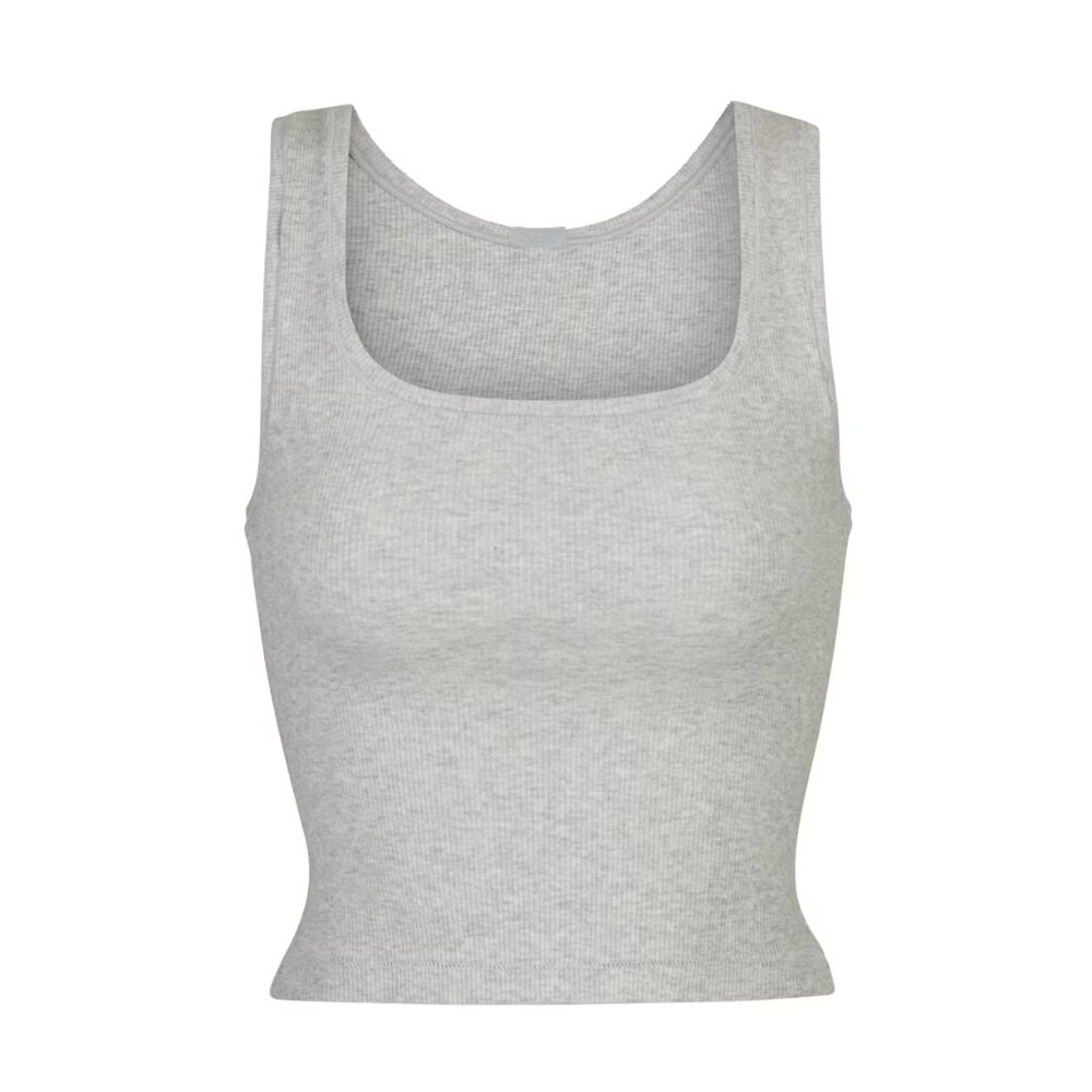 NEW WITHOUT TAGS | SKIMS Cotton Rib Tank Top Light Heather Grey Size Medium - Picture 2 of 7